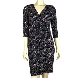 White House Black Market size 6 jersey knit v neck faux wrap 3/4 sleeve dress
